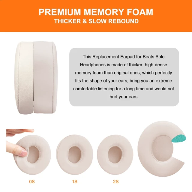 Alt view image 5 of 7 - Ear Pads Replacement for Beats Solo 3 - GVOEARS Earpad Cushions Covers for Solo 2 Solo 3 Wired Wireless ON-Ear Headphones with Noise Isolation Memory Foam Protein Leather (Light Pink)