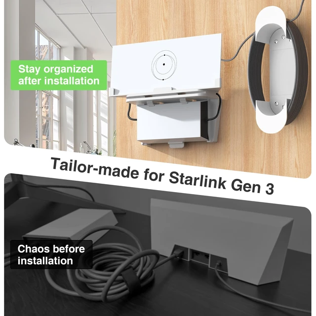 Alt view image 2 of 7 - Starlink Gen 3 Router Mount 2 in 1, with Cable Caddy, Starlink Standard V3 Mesh Router and Star Link Gen 3 Power Supply Mounting Kit, Wall Holder Mesh Node Holder