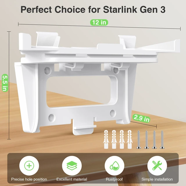 Alt view image 6 of 7 - Starlink Gen 3 Router Mount 2 in 1, with Cable Caddy, Starlink Standard V3 Mesh Router and Star Link Gen 3 Power Supply Mounting Kit, Wall Holder Mesh Node Holder