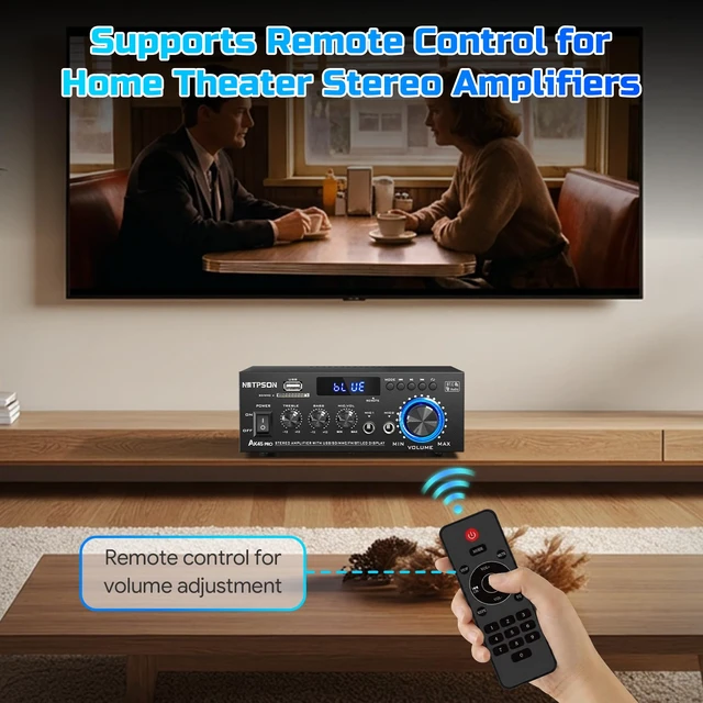 Alt view image 4 of 7 - AK45 Pro Bluetooth Stereo Receiver& Amplifier,2CH RMS 50W x 2 (Peak 400W) 2 Channel Amp with FM Radio,USB/SD Inputs Remote Control, Wireless Power Amplifier for Home Theater Speakers,Karaoke,Garage