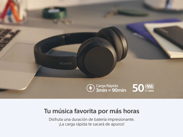 Alt view image 3 of 7 - WH-CH520 Wireless Bluetooth On-Ear Headphones with Microphone, Up to 50 Hours Battery Life with Quick Charge Function, Includes USB-C Charging Cable - White - International Version (No)