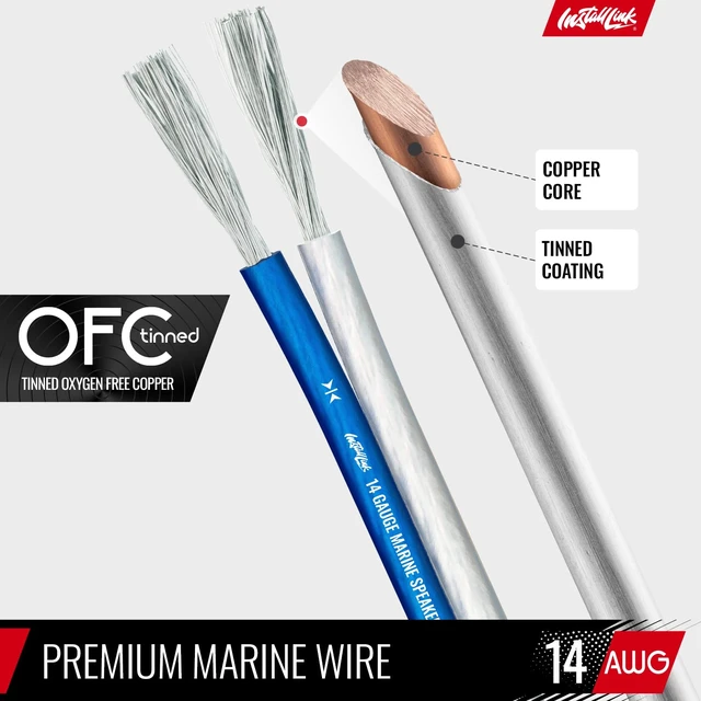 Alt view image 7 of 7 - 14 AWG Gauge (Tinned OFC) Marine Speaker Wire (100 Feet) 14/2 Tinned Oxygen Free Copper Speaker Cable, 2-Conductor, for Boat, Watercraft, RV, Off-Road, Car Audio Amp or Home Theater