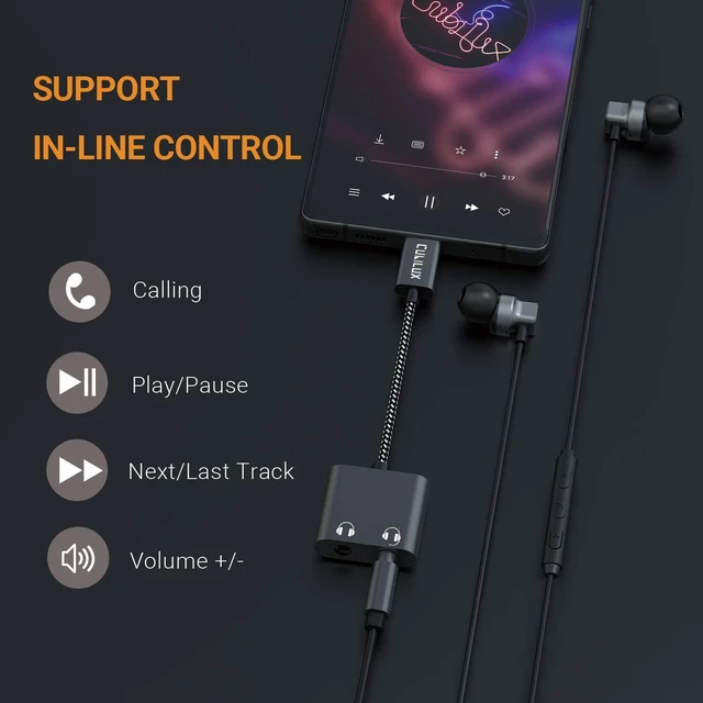 Alt view image 5 of 7 - USB C Audio Splitter for 2 Headphones with 96KHz/24-bit DAC, Type C to Dual Earphones Aux Splitter for Samsung S25/S24/S23/S22/S21/S20 Ultra, Tab S11/S10/S9/S8/S7/S6, Z Fold/Flip 7/6/5/4/3/2