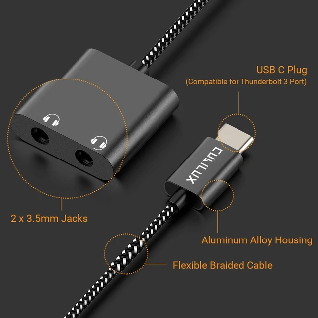 Alt view image 7 of 7 - USB C Audio Splitter for 2 Headphones with 96KHz/24-bit DAC, Type C to Dual Earphones Aux Splitter for Samsung S25/S24/S23/S22/S21/S20 Ultra, Tab S11/S10/S9/S8/S7/S6, Z Fold/Flip 7/6/5/4/3/2