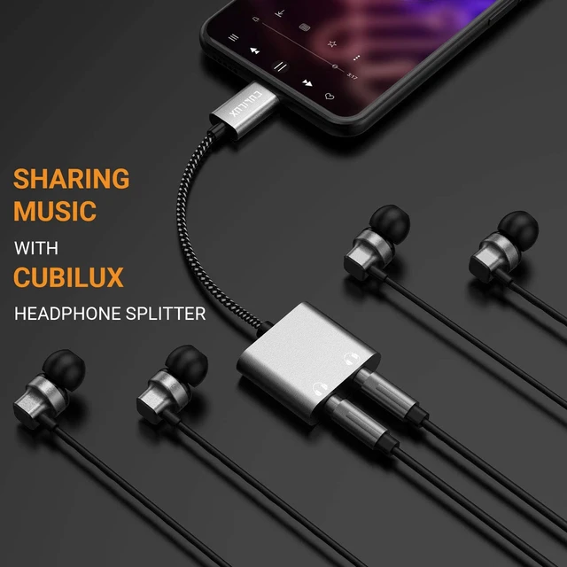 Alt view image 3 of 7 - USB C Dual Headphones Splitter Compatible with iPhone 17/16/15, iPad Pro 13/11 iPad Air 13/11 iPad 11/10, Type C to Double 3.5mm Audio Splitter, 2-Way Earphone Adapter for Phone, Tablet
