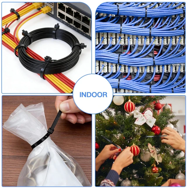 Alt view image 5 of 7 - 8 Inch Black Nylon Zip Ties, 1500 Pack Self-Locking 70lb Tensile UV Resistant Construction, HeavyDuty Performance, Suitable For Both Indoor And Outdoor Securing Applications