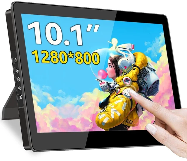 Main image of 10.1 Touch Screen Monitor, IPS 1280x800 Small USB-C Secondary Display, 10-Point Touch, HDMI, VESA, Dual Speakers, Mini Monitor for Laptop PC Rasp Pi