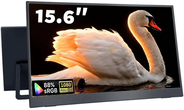 Main image of 15.6 Inch Portable Monitor, 1080P FHD 60Hz IPS Screen, 72% sRGB HDMI USB-C External Monitor for Laptop PC MacBook Phone Xbox PS5/4, Travel Second Display with Kickstand