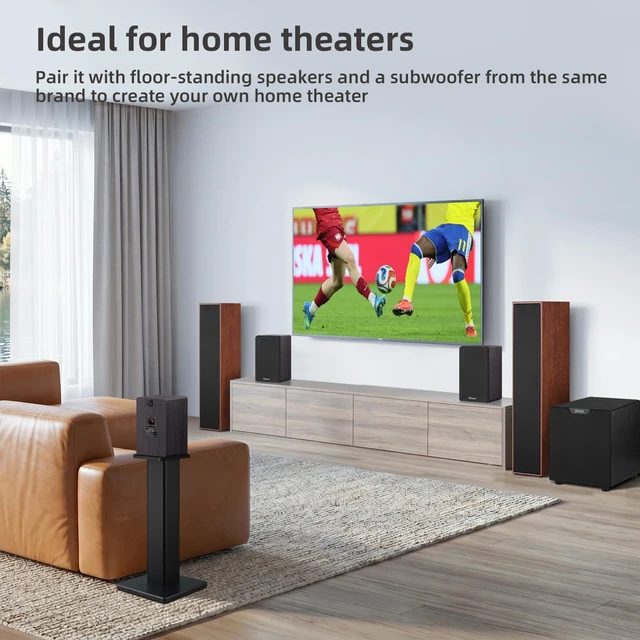 Alt view image 6 of 7 - Passive Bookshelf Speakers, Requires a Receiver or Amplifier,Walnut 2-Way Design with 4" Woofer & 1" Silk Horn Tweeter, Stereo Speakers for Home Theater Surround Sound, Cables included