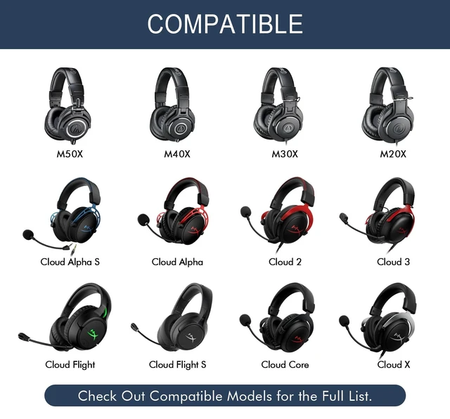 Alt view image 2 of 7 - Ice Silk Fabric Earpads for HyperX Cloud/Alpha, Audio Technica M50X/M40X Replacement Cushions Also for Sony MDR 7506, Turtle Beach Stealth 400/600 - Ear Pads with Memory Foam & Added Thickness