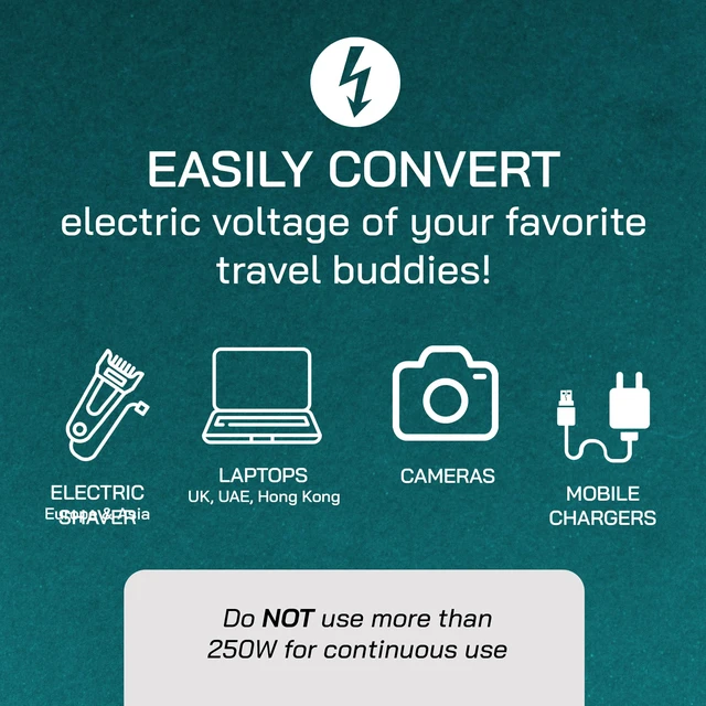 Alt view image 4 of 7 - 500 Watt Step Up/Step Down Travel Voltage Converter, 220/110v to 110/220v Converter with Type G Plug Compatible with Hair Straightener, Camera, Laptop & More
