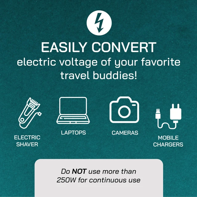 Alt view image 4 of 7 - 500 Watt Step Up/Step Down Travel Voltage Converter, 220/110v to 110/220v converter with Type B Plug Compatible with Hair Straightener, Camera, Laptop & More