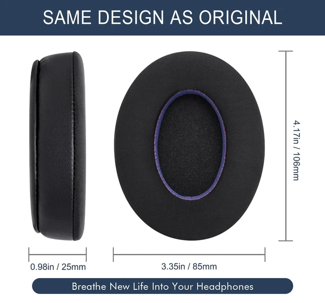 Alt view image 7 of 7 - Ice Silk Fabric Earpads for HyperX Cloud/Alpha, Audio Technica M50X/M40X Replacement Cushions Also for Sony MDR 7506, Turtle Beach Stealth 400/600 - Ear Pads with Memory Foam & Added Thickness