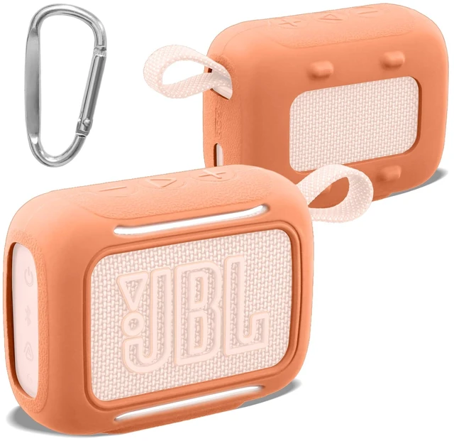 Main image of for JBL Go 5 Waterproof Bluetooth Speaker Silicone Cover, Orange Snug Fit, Portable Carabiner Clip, Shock Absorption, Drop Protection, Travel Lightweight Design, Protective Skin Case