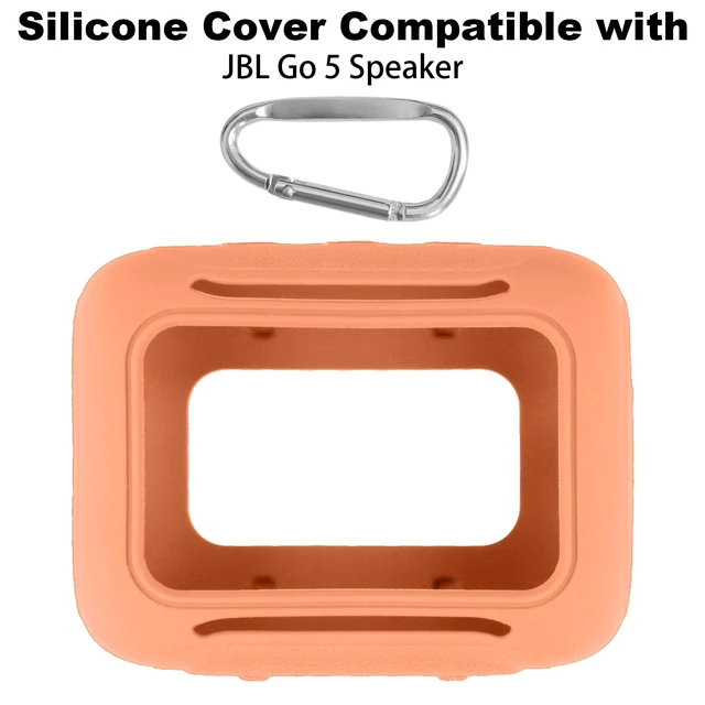 Alt view image 2 of 7 - for JBL Go 5 Waterproof Bluetooth Speaker Silicone Cover, Orange Snug Fit, Portable Carabiner Clip, Shock Absorption, Drop Protection, Travel Lightweight Design, Protective Skin Case
