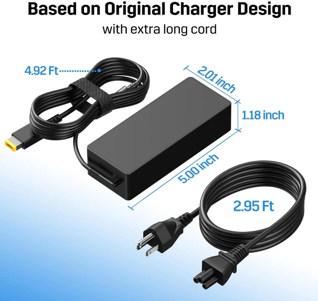Alt view image 5 of 7 - 90W 20V 4.5A Laptop Charger Replacement for Lenovo ThinkPad T460p T470p T540p T440p E440 Yoga 2 730 720 11s ideapad Flex 2 3 720S V110 V130 C40 C50 C260 C460, ideacentre/ThinkCentre All-in-One Desktop