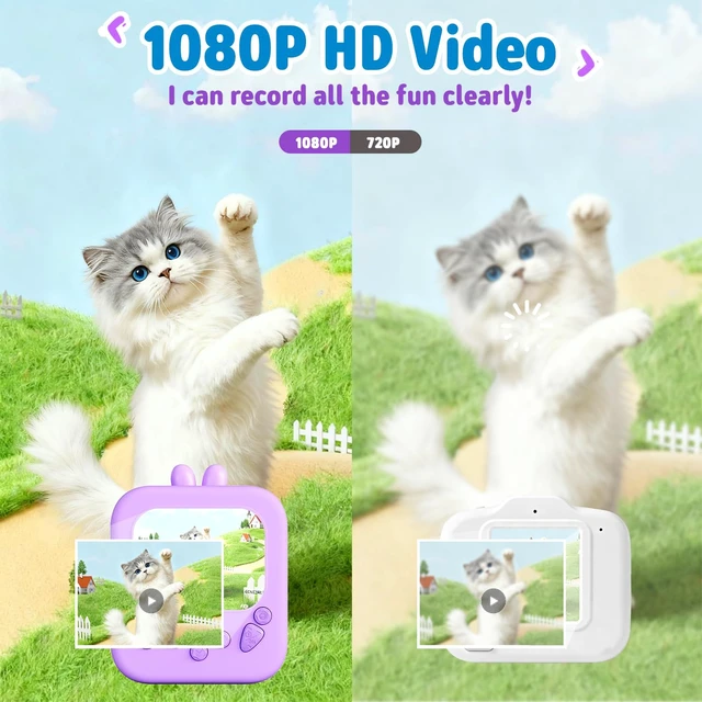 Alt view image 7 of 7 - Instant Print Camera for Kids: 1080P Kids Camera Instant Print - 32G SD Card - Lanyard - Christmas Birthday Gifts for Girls Boys - Portable Toy for 3 4 5 6 7 8 9 10 Years Old, Purple Rabbit