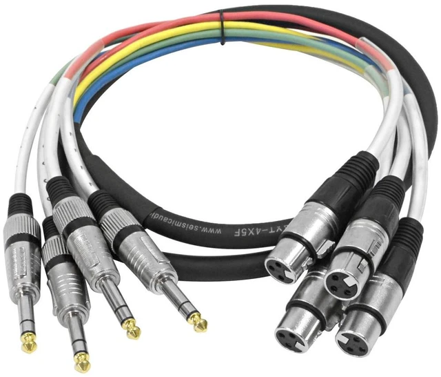 Main image of SAXT-4x5F - 4 Channel 1/4" TRS to XLR Female Snake Cable - 5 Feet Long - Serviceable Ends - Pro Audio Effects Snake for Live Live, Recording, Studios, and Gigs - Patch, Amp, Mixer