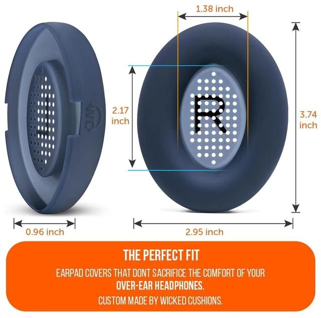 Alt view image 6 of 7 - SweatZ QuietComfort - Sweat Covers for Bose QC 45, 35, 35ii, QC2 & QC25 Made by Wicked Cushions Patented Design, Also fits QC15, AE2, AE2i, SoundTrue & SoundLink Midnight Blue