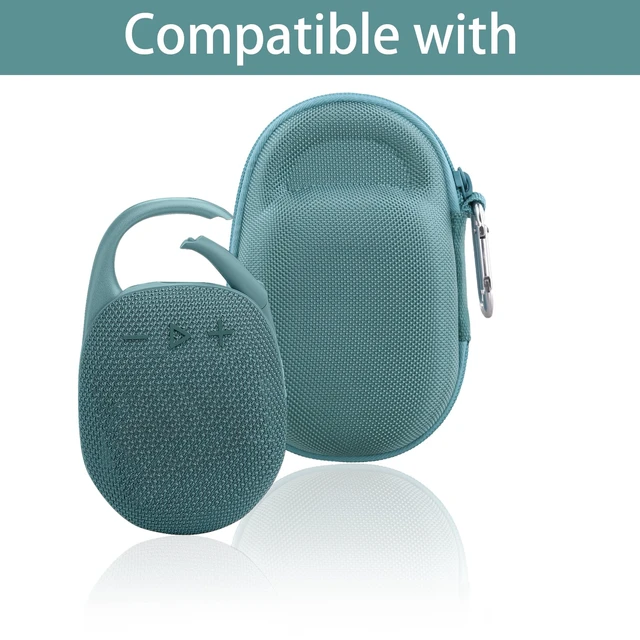 Alt view image 4 of 7 - Hard Carrying Case for JBL Clip 5 Portable Mini Speaker, Teal 1:1 Molded Interior, Soft Anti-Static Velvet Lining, Cable Storage, Secure Fit, Carabiner, High-Density EVA Shell