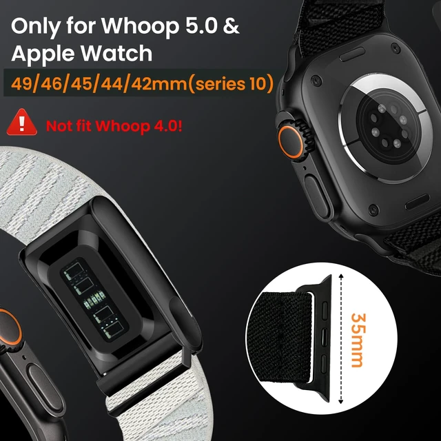 Alt view image 2 of 7 - Nylon Sport Band for Whoop 5.0 + Apple Watch Combo Band- Adjustable Elastic Breathable Hybrid Strap for Whoop 5.0 & Apple watch 1/2/3/4/5/6/7/8/9/10/11/SE/Ultra