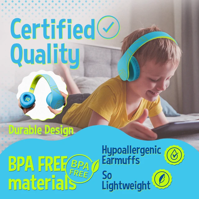 Alt view image 3 of 7 - Kids Headphones Over-Ear, Bluetooth Wireless Headphones for Kids,with Microphone, Safe 85DB Volume Limited, Foldable with Carry Case, Audio Cable, Micro SD mode for Online Classes,PC,Phones