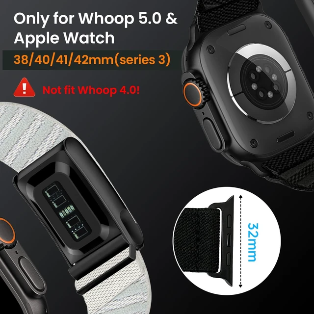 Alt view image 3 of 7 - Nylon Sport Band for Whoop 5.0 + Apple Watch Combo Band- Adjustable Elastic Breathable Hybrid Strap for Whoop 5.0 & Apple watch 1/2/3/4/5/6/7/8/9/10/11/SE/Ultra