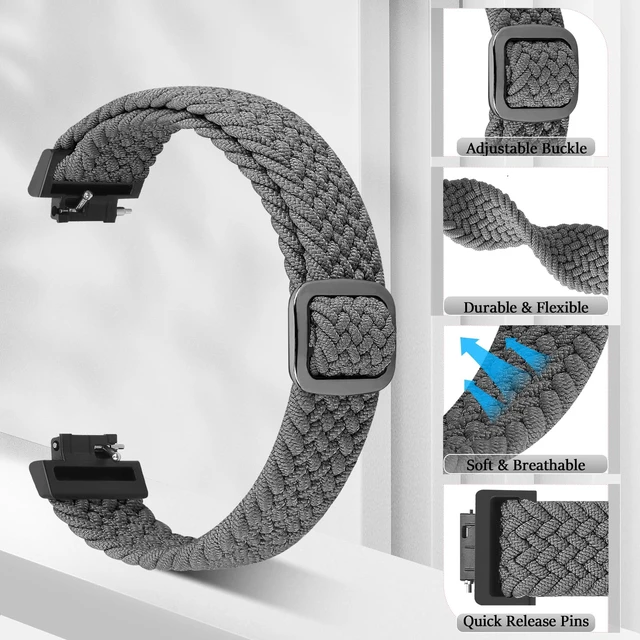 Alt view image 2 of 7 - Elastic Braided Watch Band Compatible with Fitbit Inspire 3/Inspire 2/Inspire/Inspire HR/Fitbit ace 3/Ace 2, Adjustable Stretchy Strap Sport Nylon Loop Replacement Wristband for Fitbit Inspire