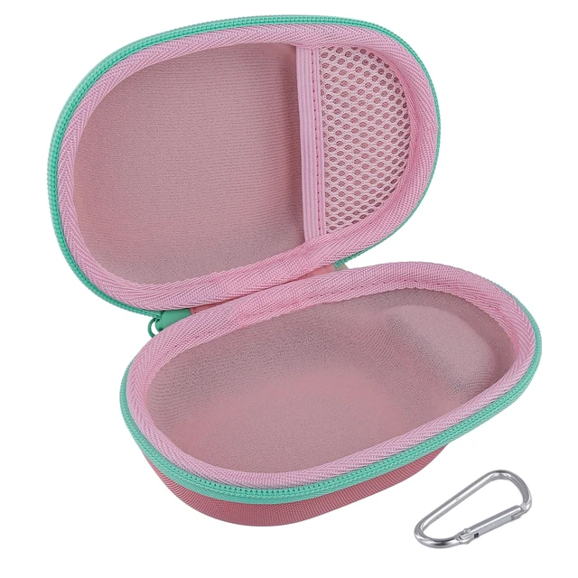 Alt view image 3 of 7 - Hard Carrying Case for JBL Clip 5 Portable Mini Speaker, Pink 1:1 Molded Interior, Soft Anti-Static Velvet Lining, Cable Storage, Secure Fit, Carabiner, High-Density EVA Shell