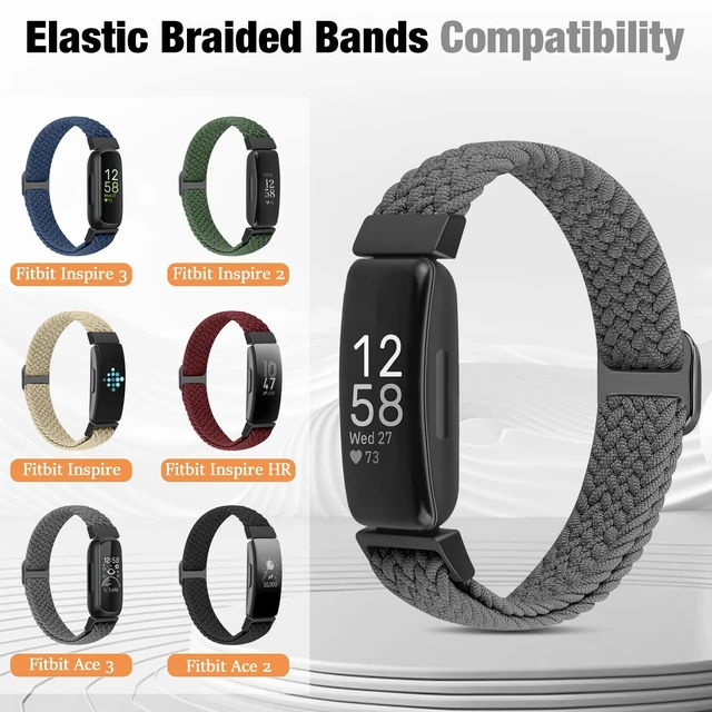 Alt view image 5 of 7 - Elastic Braided Watch Band Compatible with Fitbit Inspire 3/Inspire 2/Inspire/Inspire HR/Fitbit ace 3/Ace 2, Adjustable Stretchy Strap Sport Nylon Loop Replacement Wristband for Fitbit Inspire