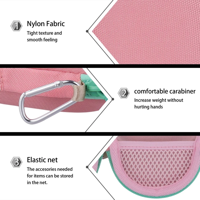 Alt view image 5 of 7 - Hard Carrying Case for JBL Clip 5 Portable Mini Speaker, Pink 1:1 Molded Interior, Soft Anti-Static Velvet Lining, Cable Storage, Secure Fit, Carabiner, High-Density EVA Shell