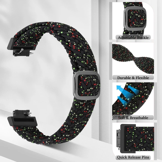 Alt view image 2 of 7 - Elastic Braided Watch Band Compatible with Fitbit Inspire 3/Inspire 2/Inspire/Inspire HR/Fitbit ace 3/Ace 2, Adjustable Stretchy Strap Sport Nylon Loop Replacement Wristband for Fitbit Inspire