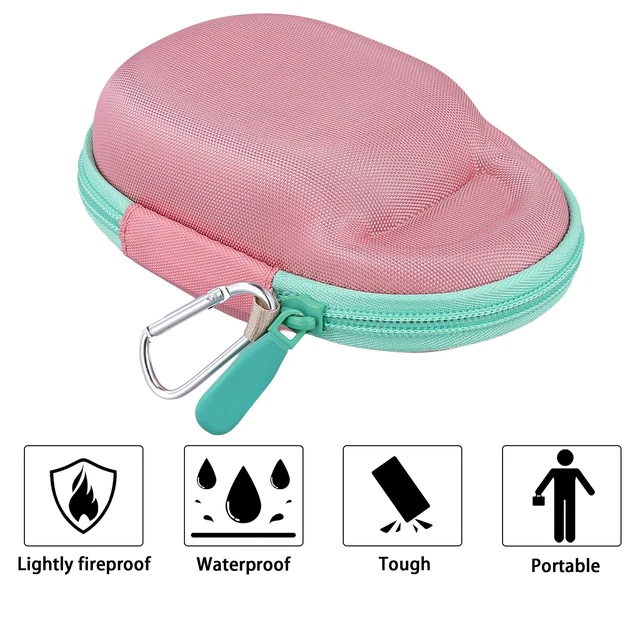 Alt view image 7 of 7 - Hard Carrying Case for JBL Clip 5 Portable Mini Speaker, Pink 1:1 Molded Interior, Soft Anti-Static Velvet Lining, Cable Storage, Secure Fit, Carabiner, High-Density EVA Shell