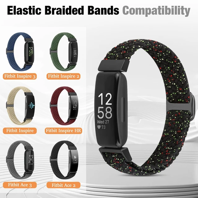 Alt view image 5 of 7 - Elastic Braided Watch Band Compatible with Fitbit Inspire 3/Inspire 2/Inspire/Inspire HR/Fitbit ace 3/Ace 2, Adjustable Stretchy Strap Sport Nylon Loop Replacement Wristband for Fitbit Inspire