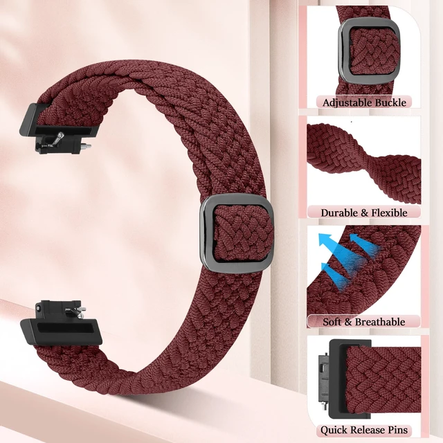 Alt view image 2 of 7 - Elastic Braided Watch Band Compatible with Fitbit Inspire 3/Inspire 2/Inspire/Inspire HR/Fitbit ace 3/Ace 2, Adjustable Stretchy Strap Sport Nylon Loop Replacement Wristband for Fitbit Inspire