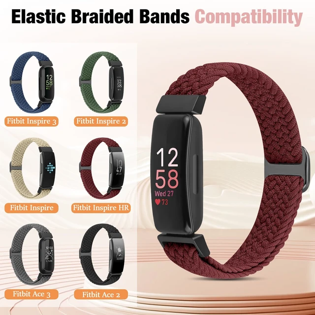 Alt view image 5 of 7 - Elastic Braided Watch Band Compatible with Fitbit Inspire 3/Inspire 2/Inspire/Inspire HR/Fitbit ace 3/Ace 2, Adjustable Stretchy Strap Sport Nylon Loop Replacement Wristband for Fitbit Inspire