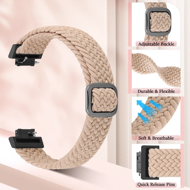 Alt view image 2 of 7 - Elastic Braided Watch Band Compatible with Fitbit Inspire 3/Inspire 2/Inspire/Inspire HR/Fitbit ace 3/Ace 2, Adjustable Stretchy Strap Sport Nylon Loop Replacement Wristband for Fitbit Inspire