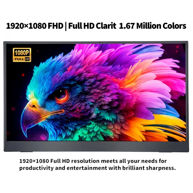 Alt view image 3 of 7 - 15.6 Inch Portable Monitor, 1080P FHD 60Hz IPS Screen, 72% sRGB HDMI USB-C External Monitor for Laptop PC MacBook Phone Xbox PS5/4, Travel Second Display with Kickstand