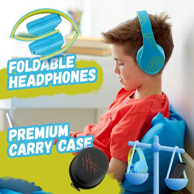 Alt view image 6 of 7 - Kids Headphones Over-Ear, Bluetooth Wireless Headphones for Kids,with Microphone, Safe 85DB Volume Limited, Foldable with Carry Case, Audio Cable, Micro SD mode for Online Classes,PC,Phones