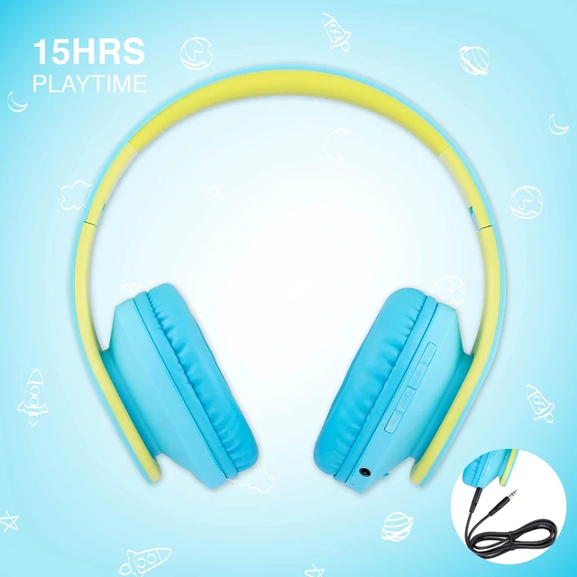 Alt view image 5 of 7 - Kids Headphones Over-Ear, Bluetooth Wireless Headphones for Kids,with Microphone, Safe 85DB Volume Limited, Foldable with Carry Case, Audio Cable, Micro SD mode for Online Classes,PC,Phones