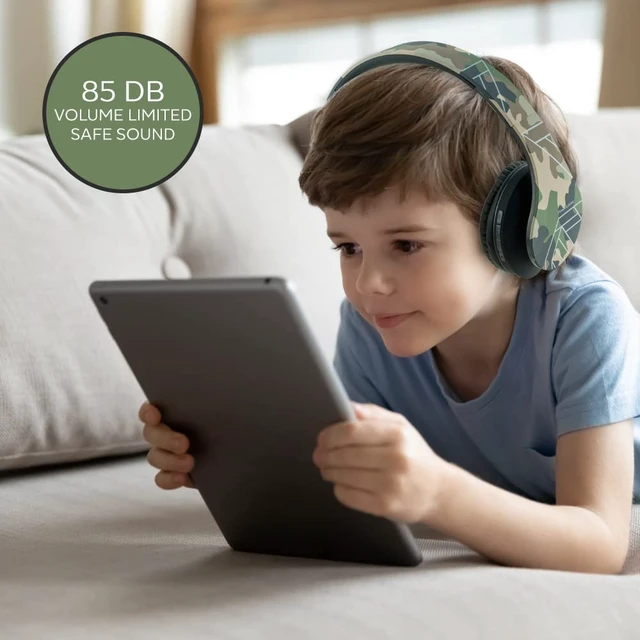 Alt view image 4 of 7 - Kids Headphones Over-Ear, Bluetooth Wireless Headphones for Kids,with Microphone, Safe 85DB Volume Limited, Foldable with Carry Case, Audio Cable, Micro SD mode for Online Classes,PC,Phones