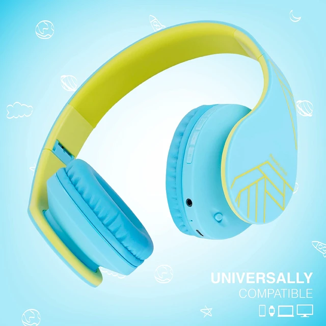Alt view image 7 of 7 - Kids Headphones Over-Ear, Bluetooth Wireless Headphones for Kids,with Microphone, Safe 85DB Volume Limited, Foldable with Carry Case, Audio Cable, Micro SD mode for Online Classes,PC,Phones