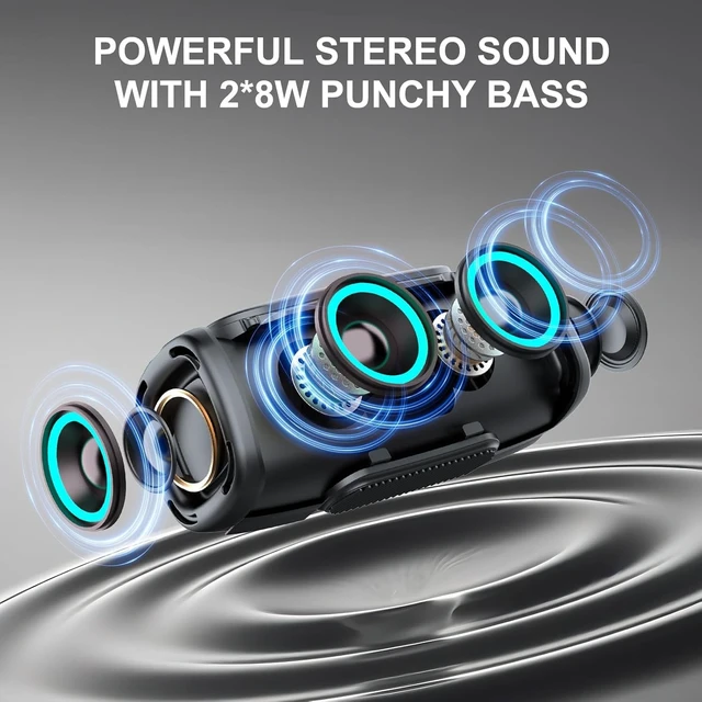 Alt view image 2 of 7 - Bluetooth Speaker 60W, BT5.4 Speakers Bluetooth Wireless, Loud Stereo Sound Portable Speaker, 6000mAh, IP6 Waterproof, RGB Multi-Color Rhythm Lights, Outdoor, Home, Party, Beach, Black