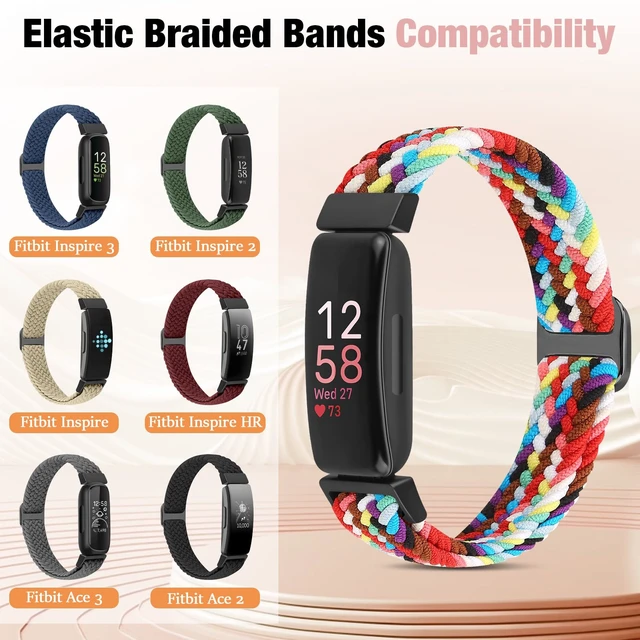 Alt view image 5 of 7 - Elastic Braided Watch Band Compatible with Fitbit Inspire 3/Inspire 2/Inspire/Inspire HR/Fitbit ace 3/Ace 2, Adjustable Stretchy Strap Sport Nylon Loop Replacement Wristband for Fitbit Inspire