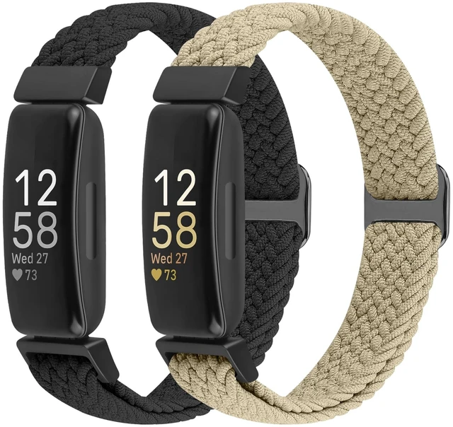 Main image of Elastic Braided Watch Band Compatible with Fitbit Inspire 3/Inspire 2/Inspire/Inspire HR/Fitbit ace 3/Ace 2, Adjustable Stretchy Strap Sport Nylon Loop Replacement Wristband for Fitbit Inspire