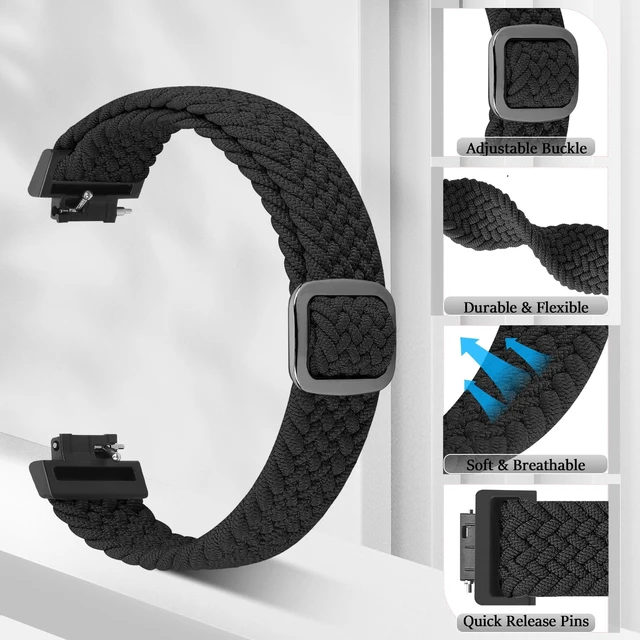 Alt view image 2 of 7 - Elastic Braided Watch Band Compatible with Fitbit Inspire 3/Inspire 2/Inspire/Inspire HR/Fitbit ace 3/Ace 2, Adjustable Stretchy Strap Sport Nylon Loop Replacement Wristband for Fitbit Inspire