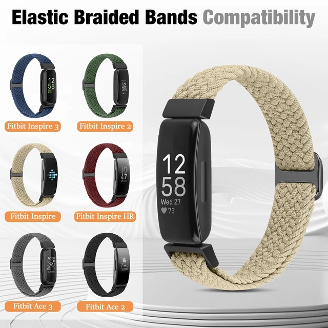 Alt view image 5 of 7 - Elastic Braided Watch Band Compatible with Fitbit Inspire 3/Inspire 2/Inspire/Inspire HR/Fitbit ace 3/Ace 2, Adjustable Stretchy Strap Sport Nylon Loop Replacement Wristband for Fitbit Inspire