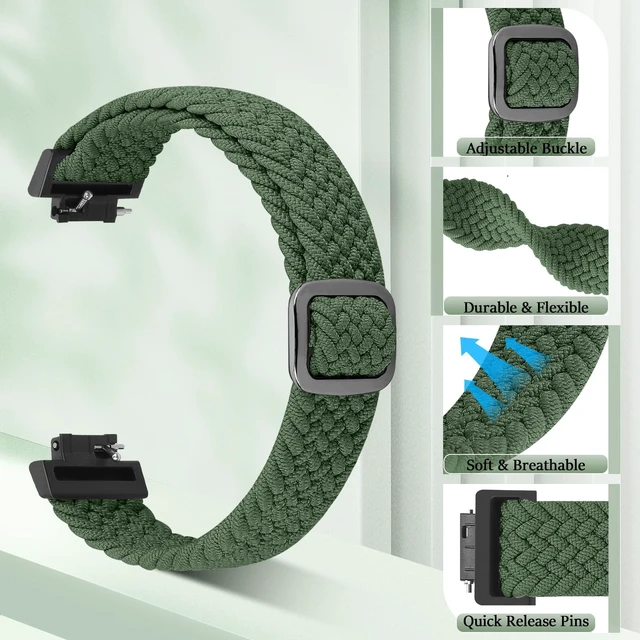 Alt view image 2 of 7 - Elastic Braided Watch Band Compatible with Fitbit Inspire 3/Inspire 2/Inspire/Inspire HR/Fitbit ace 3/Ace 2, Adjustable Stretchy Strap Sport Nylon Loop Replacement Wristband for Fitbit Inspire