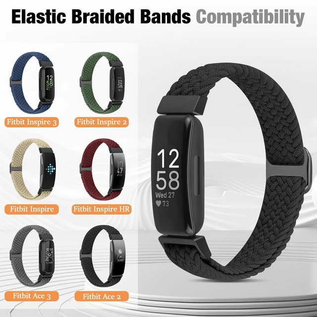 Alt view image 5 of 7 - Elastic Braided Watch Band Compatible with Fitbit Inspire 3/Inspire 2/Inspire/Inspire HR/Fitbit ace 3/Ace 2, Adjustable Stretchy Strap Sport Nylon Loop Replacement Wristband for Fitbit Inspire