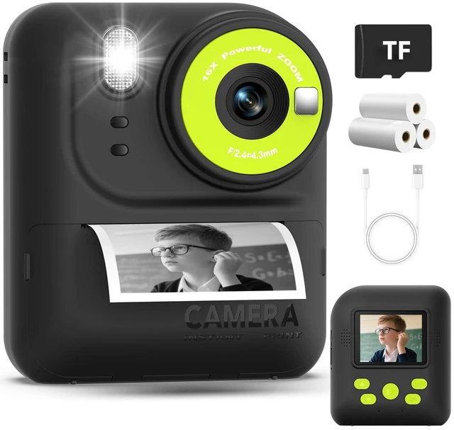 Main image of Kids Instant Print Camera Toys,1080P HD Toddler Digital Video Camera,Birthday for Girls Boys Age 3-12 Year Old - TF Card Included (Black)